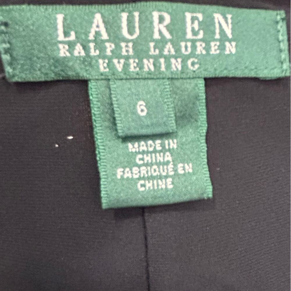 Lauren Ralph Lauren Black Long Sleeve Evening Gown Size 6 Formal - Picture 9 of 13